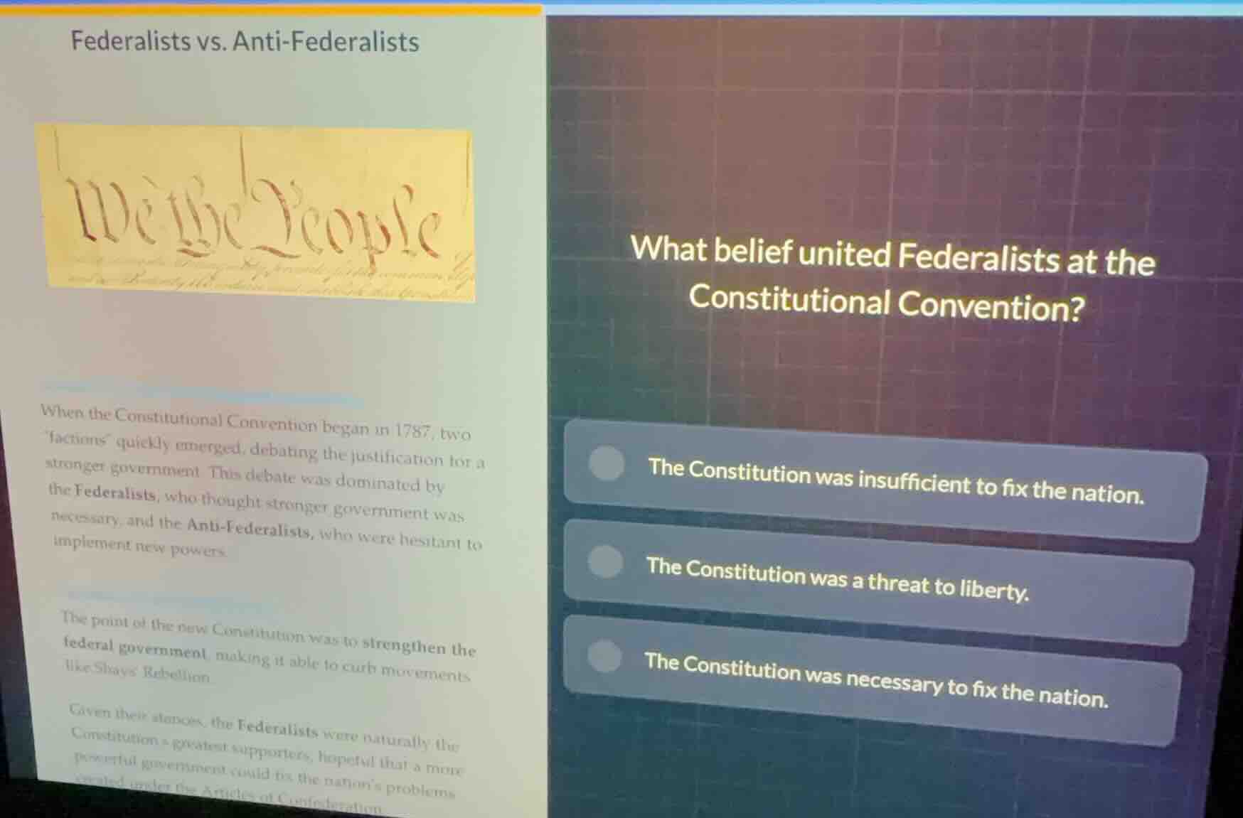federalists vs. anti - federalists when the constitutional convention b…