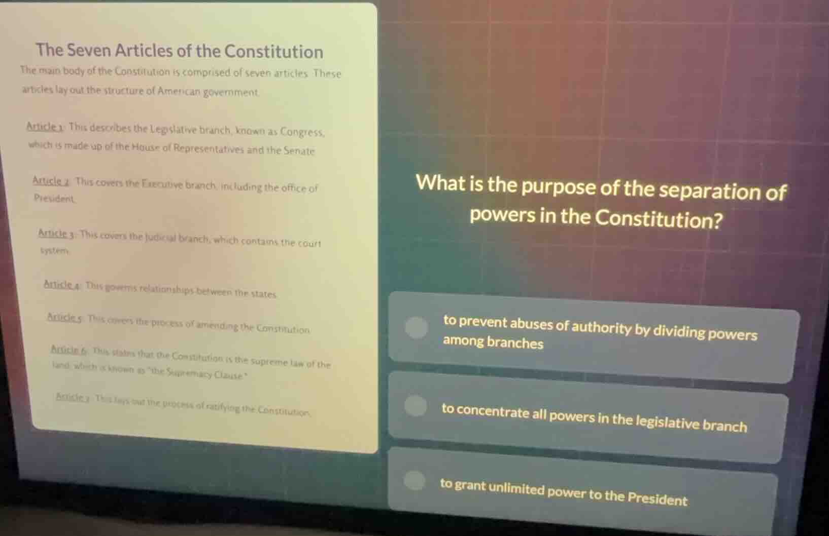 the seven articles of the constitution the main body of the constitutio…