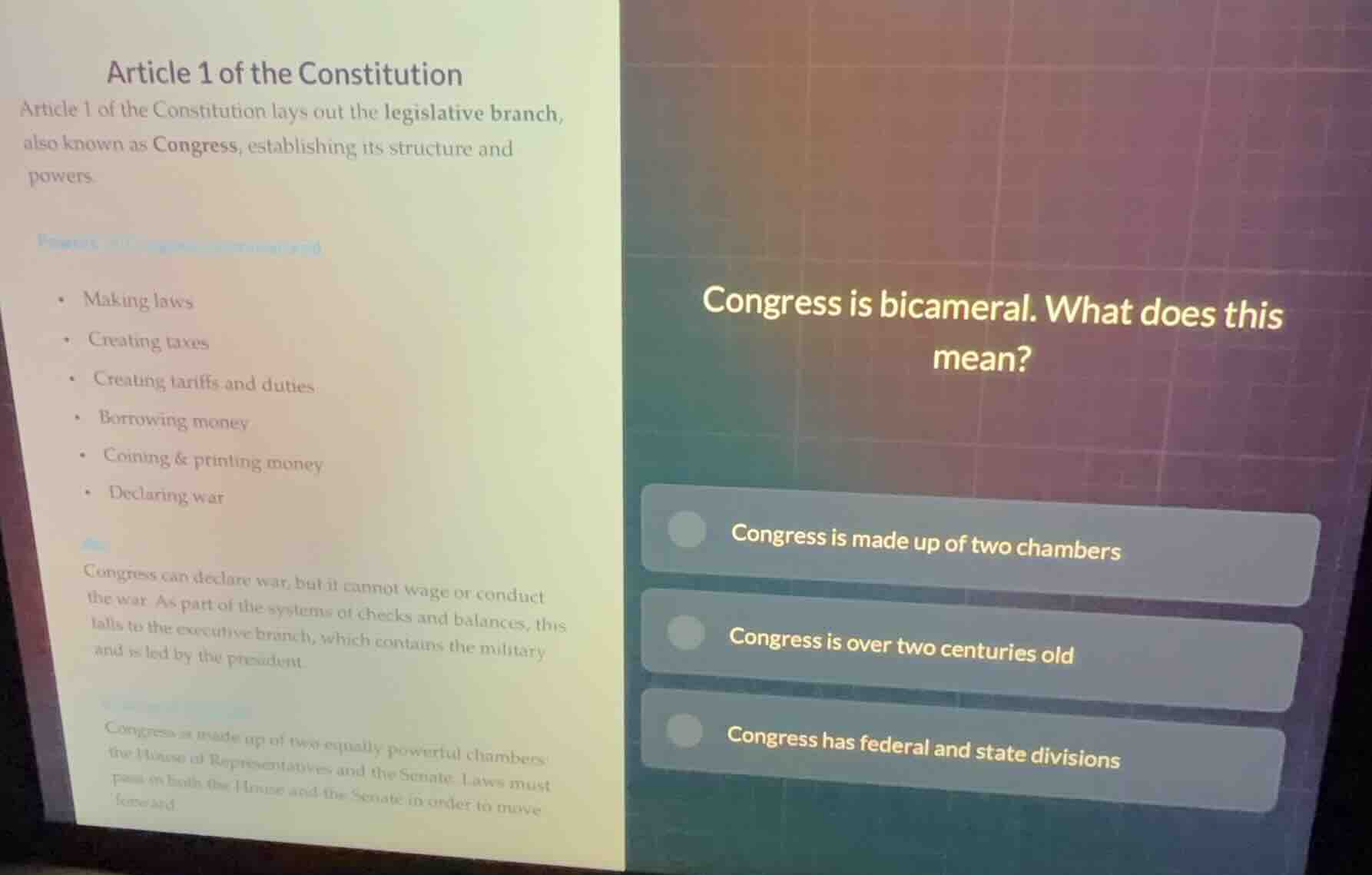 article 1 of the constitution article 1 of the constitution lays out th…