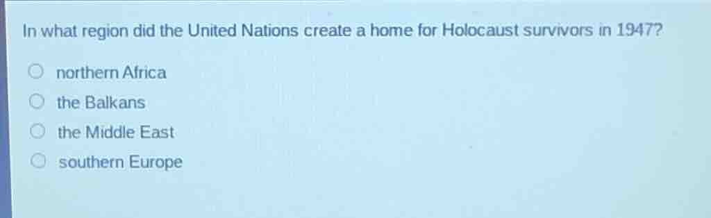 in what region did the united nations create a home for holocaust survi…