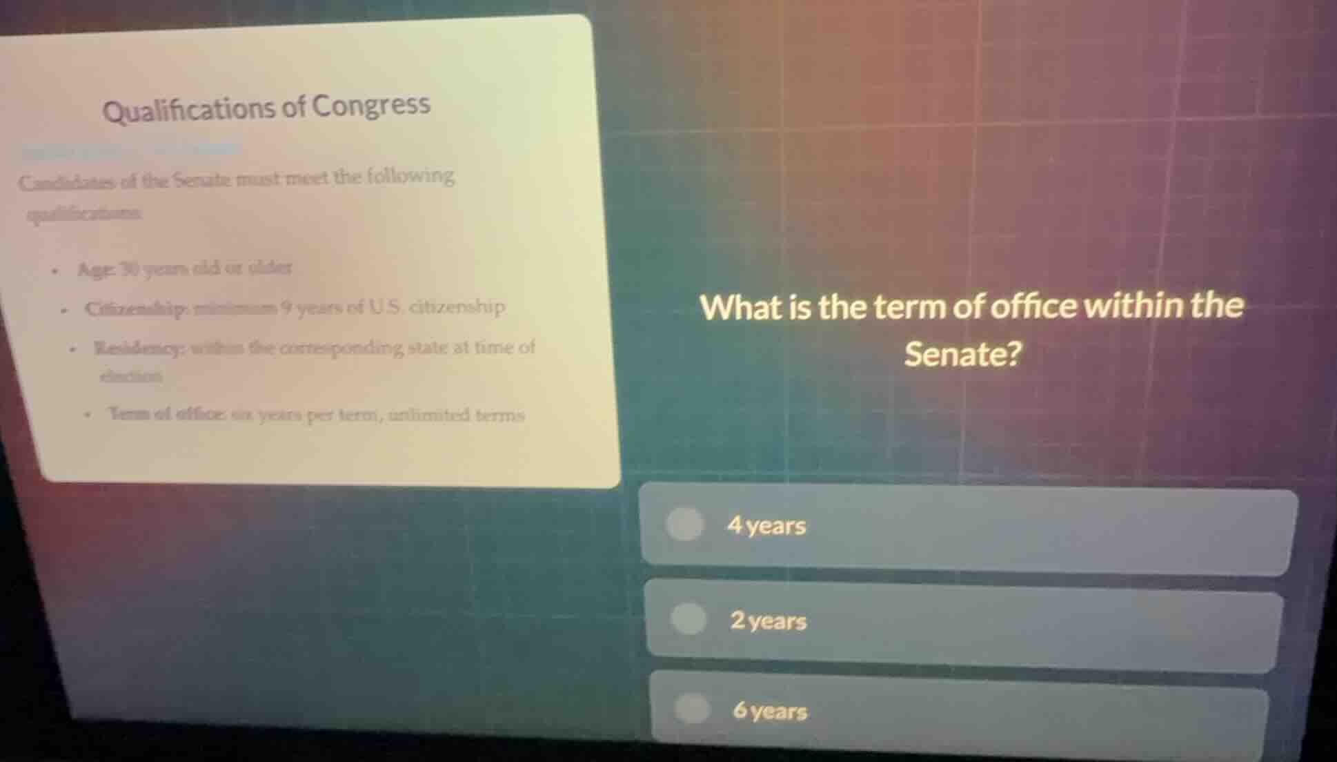 qualifications of congress candidates of the senate must meet the follo…