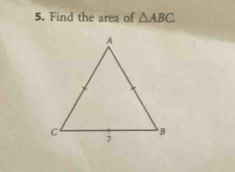 5. find the area of $\\triangle abc$. (an equilateral triangle $abc$ wi…