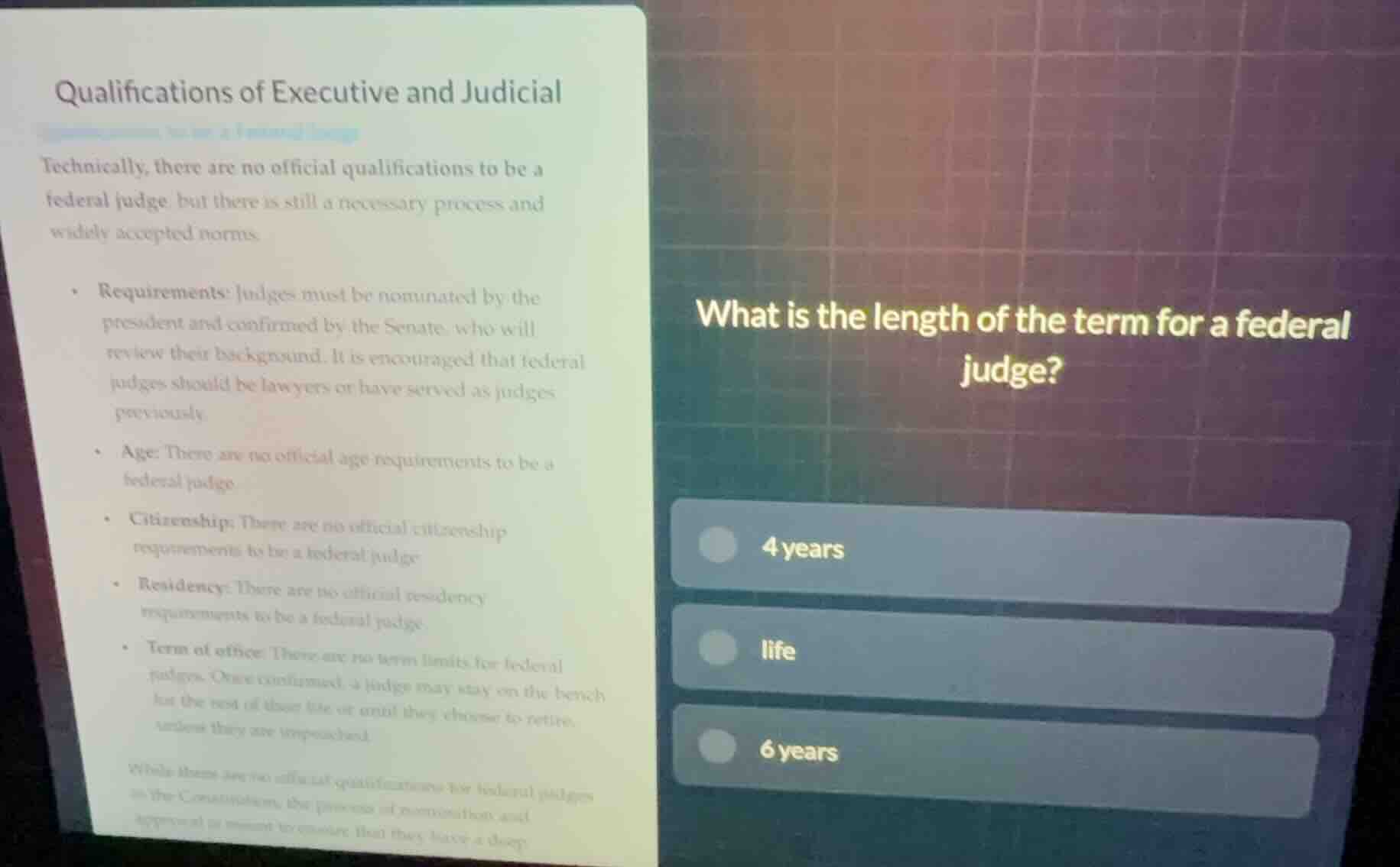 qualifications of executive and judicial technically, there are no offi…