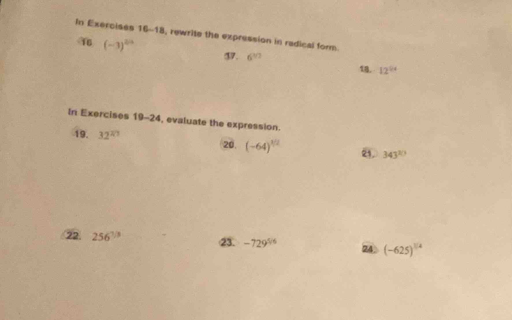 in exercises 16–18, rewrite the expression in radical form. 16 ((-3)^{5…