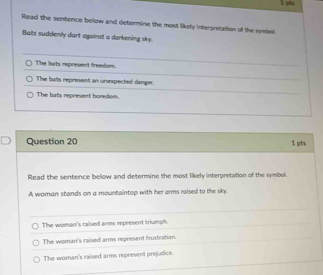 read the sentence below and determine the most likely interpretation of…