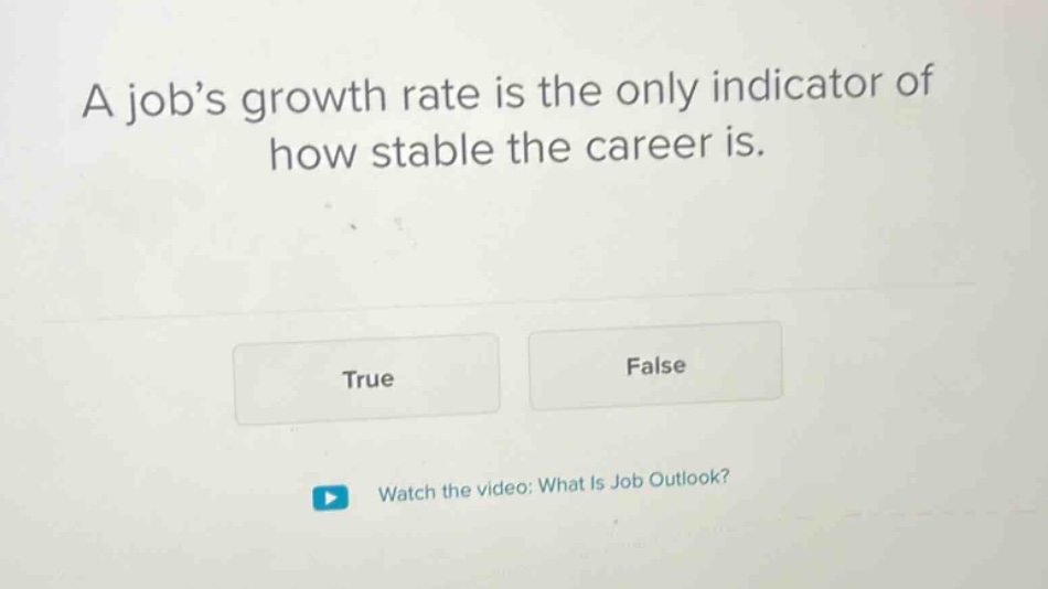 a job’s growth rate is the only indicator of how stable the career is. …