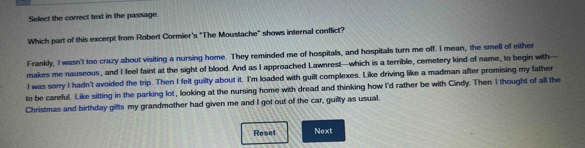 select the correct text in the passage. which part of this excerpt from…