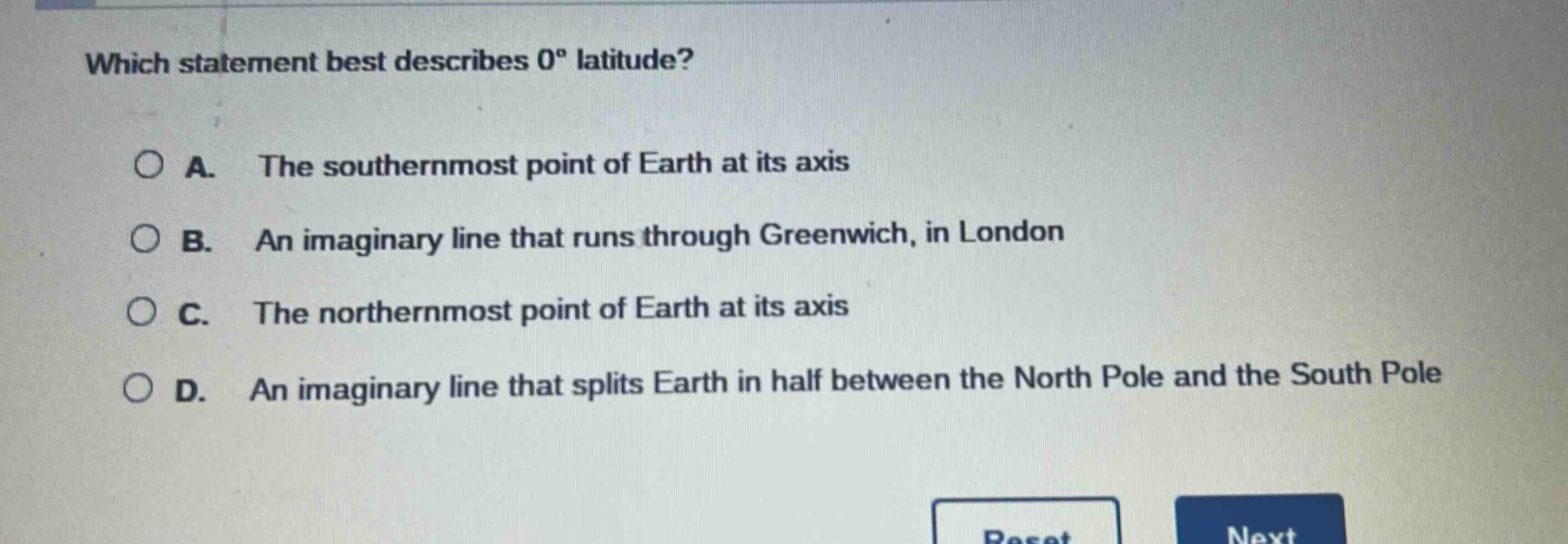 which statement best describes $0^circ$ latitude? a. the southernmost p…