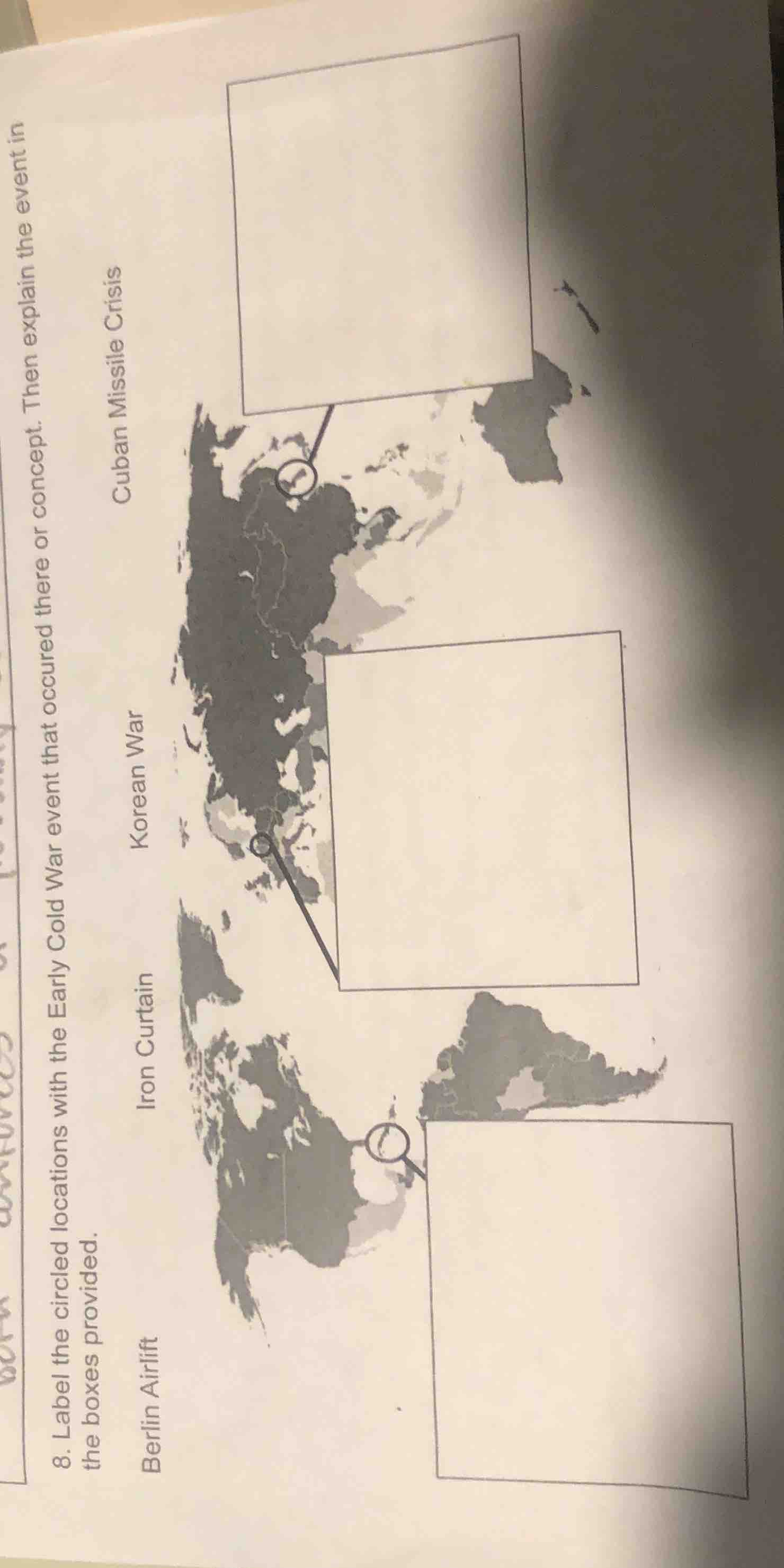 8. label the circled locations with the early cold war event that occur…