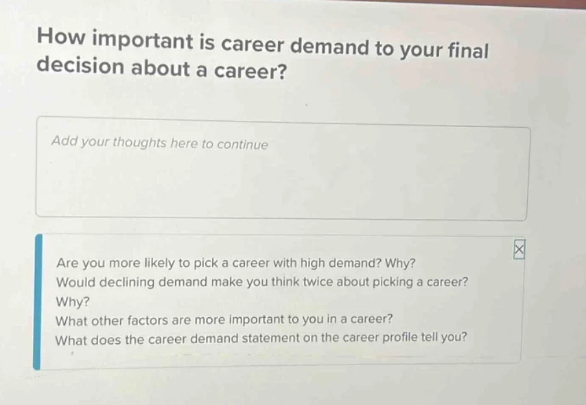 how important is career demand to your final decision about a career? a…