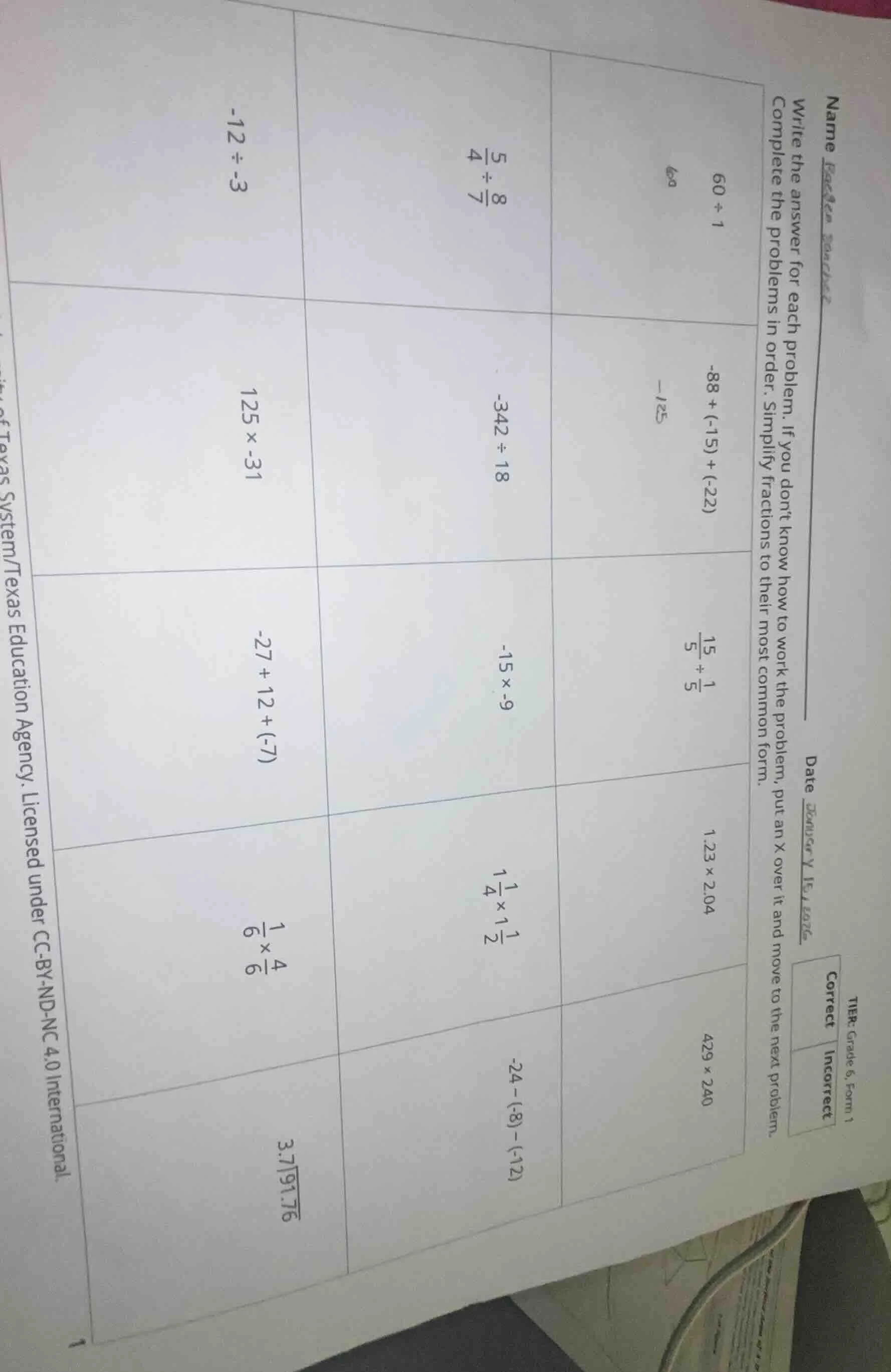 name write the answer for each problem. if you dont know how to work th…