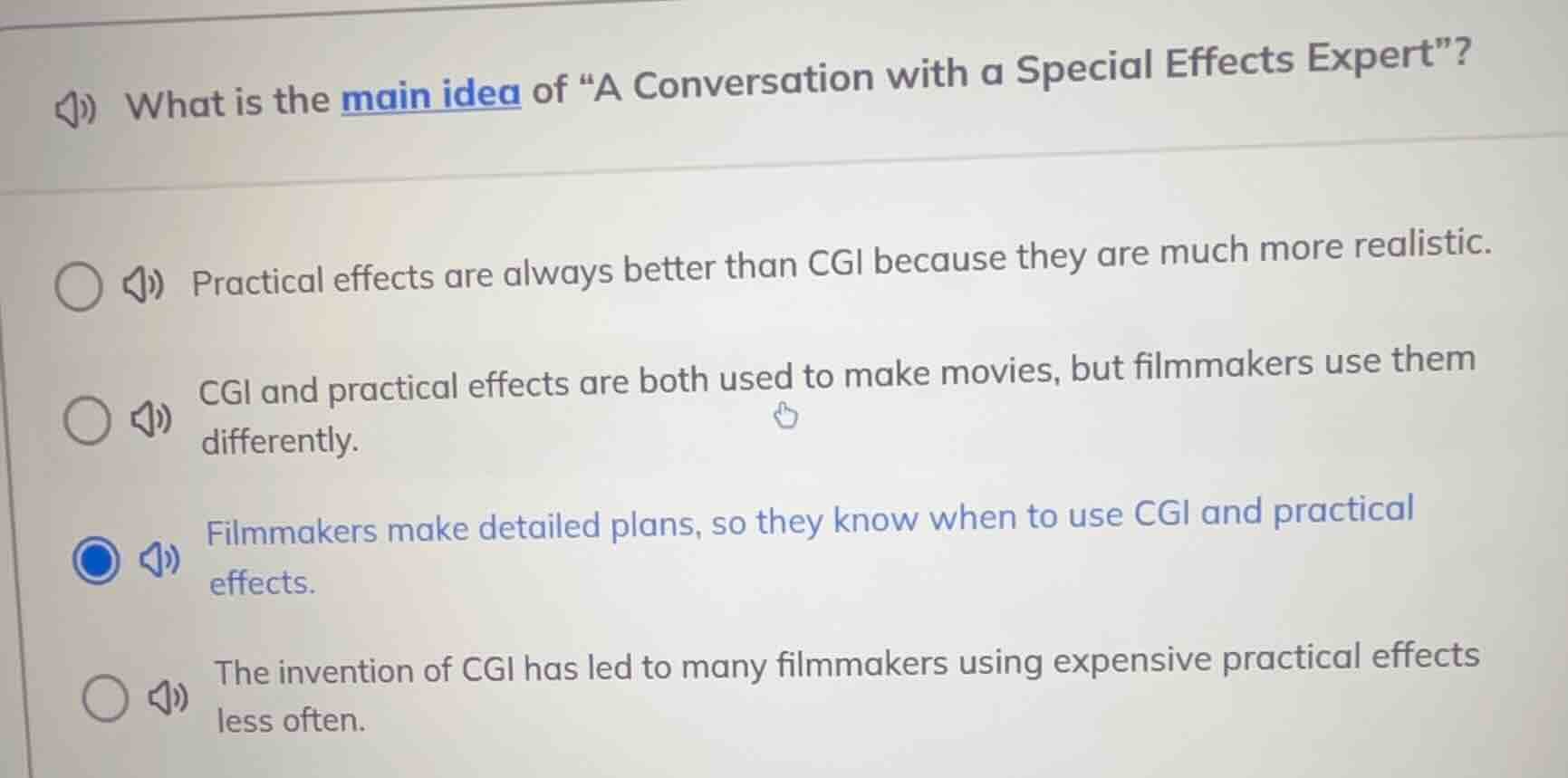 what is the main idea of \a conversation with a special effects expert\…