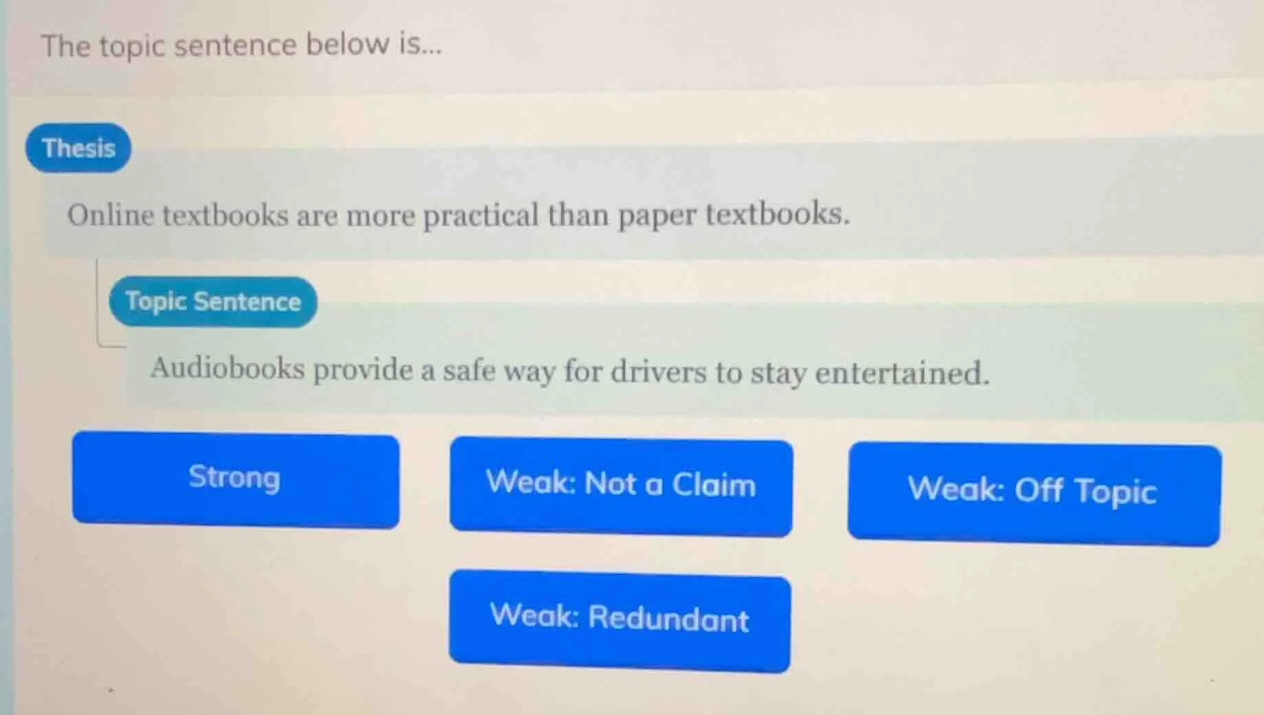 the topic sentence below is... thesis online textbooks are more practic…