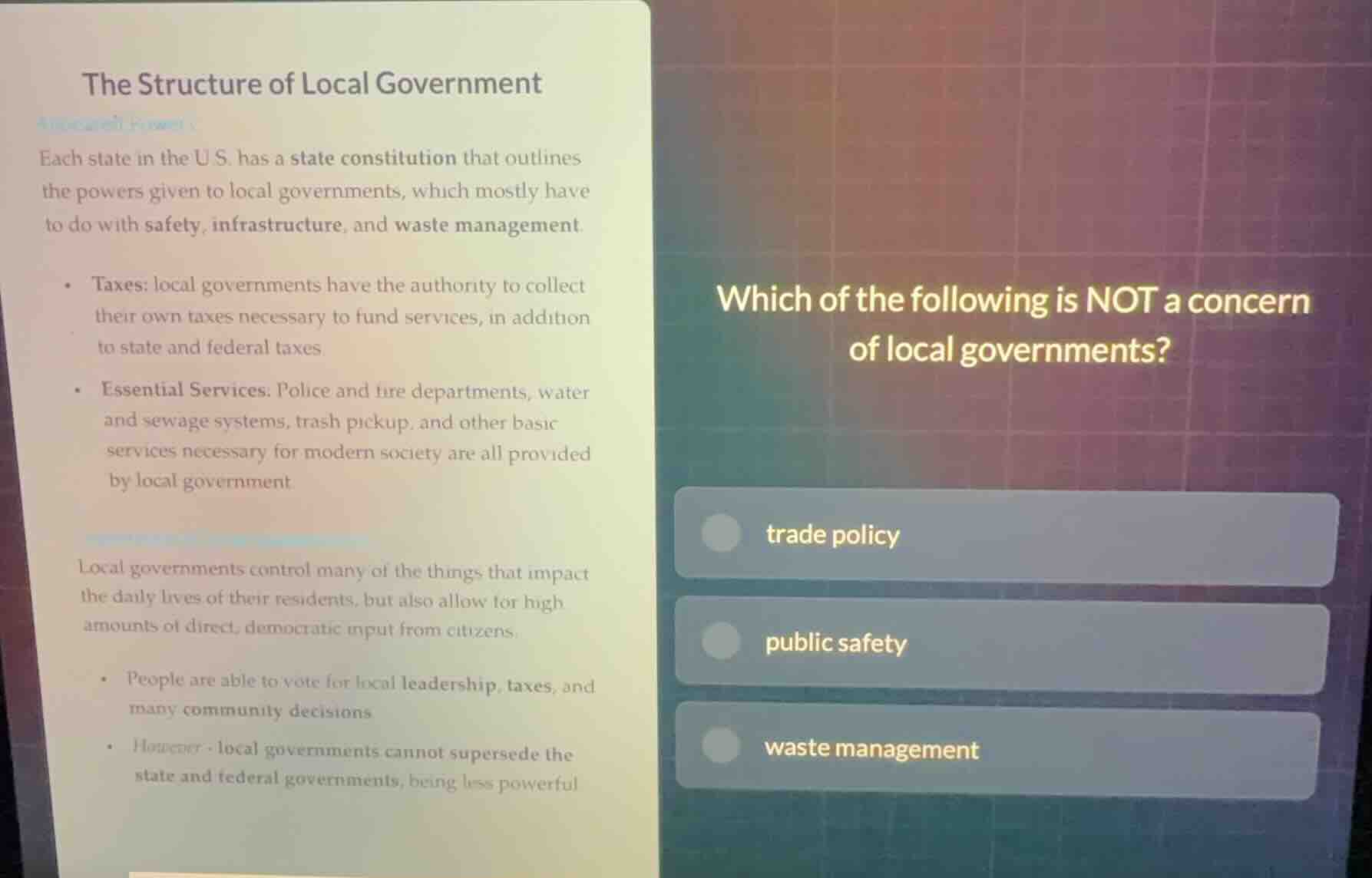 the structure of local government each state in the u.s. has a state co…