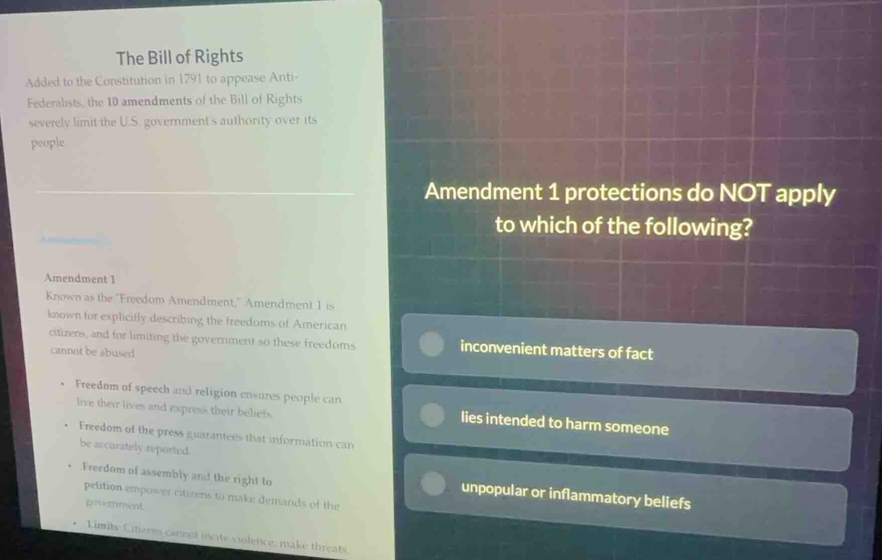 the bill of rights added to the constitution in 1791 to appease anti - …