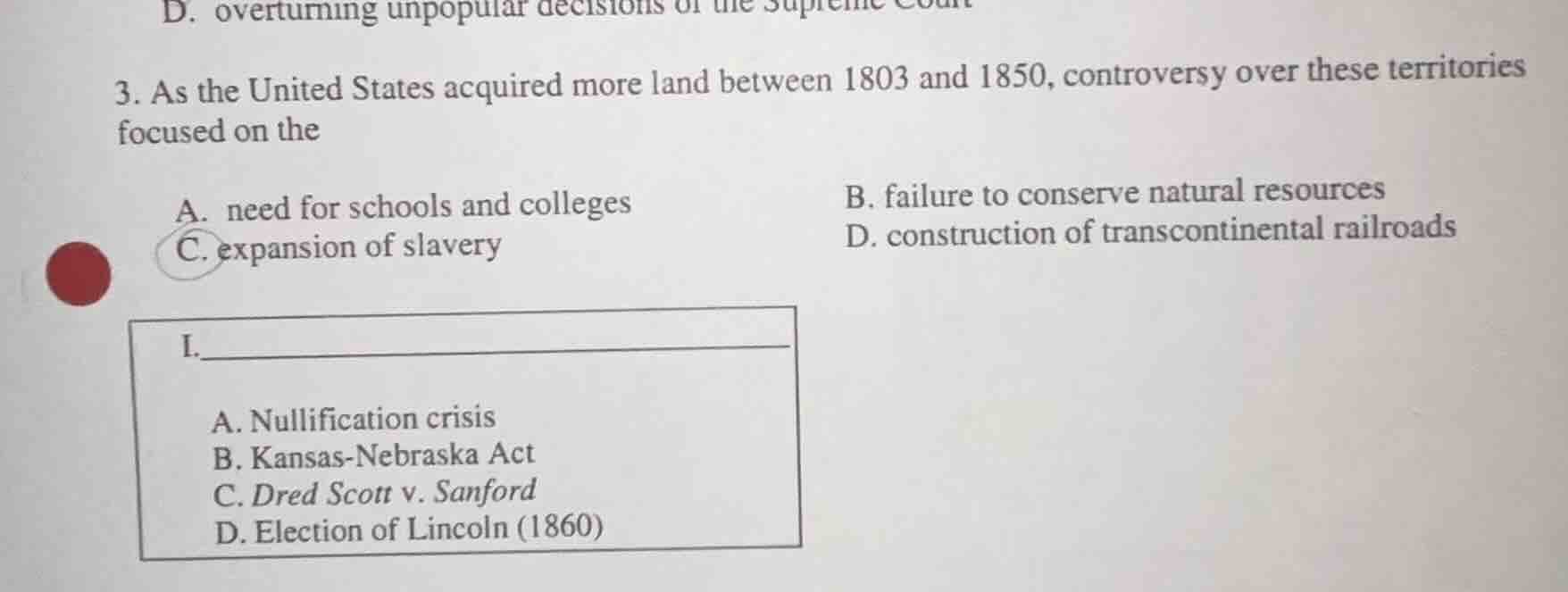 3. as the united states acquired more land between 1803 and 1850, contr…