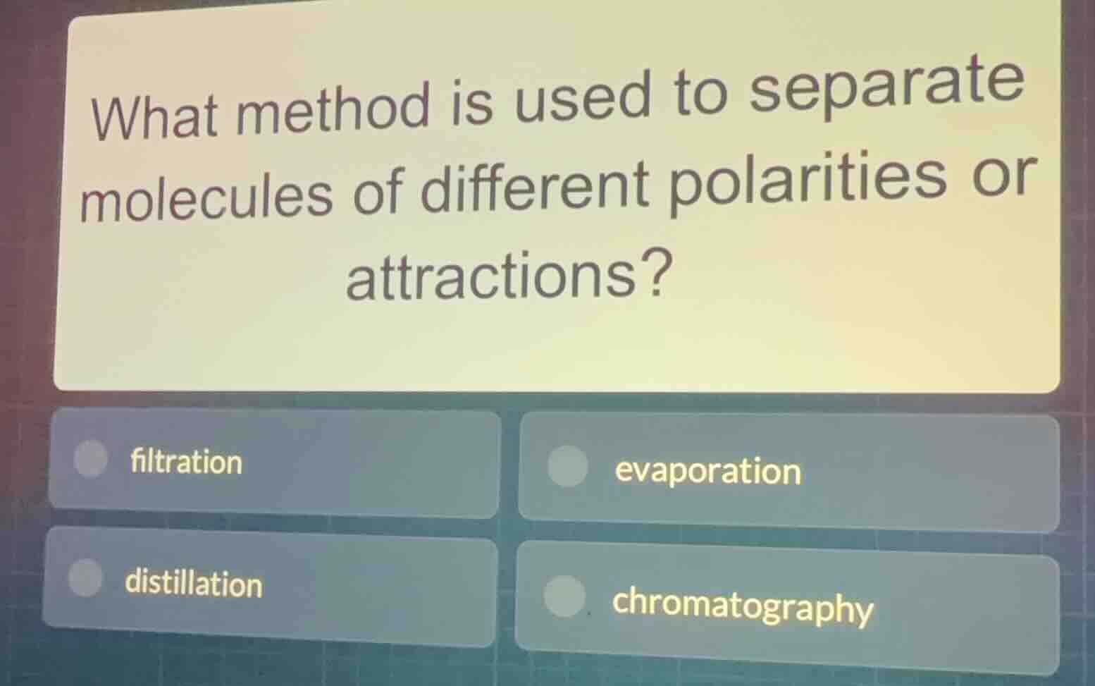 what method is used to separate molecules of different polarities or at…