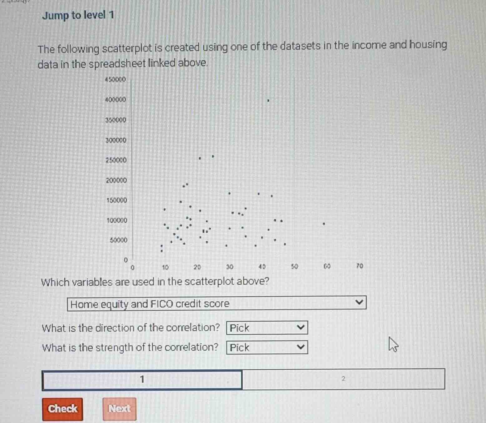 jump to level 1 the following scatterplot is created using one of the d…