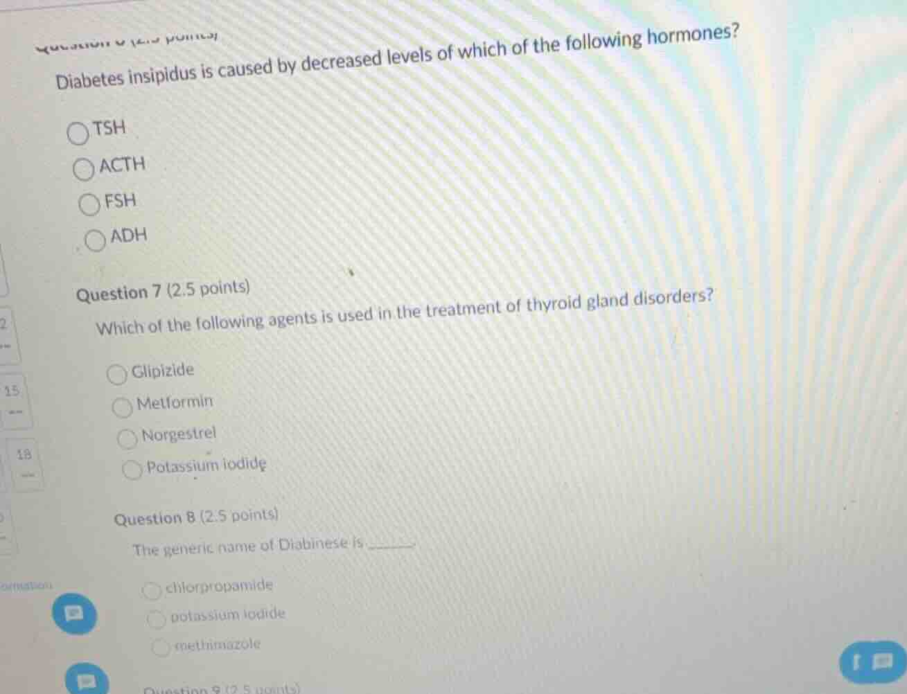 diabetes insipidus is caused by decreased levels of which of the follow…