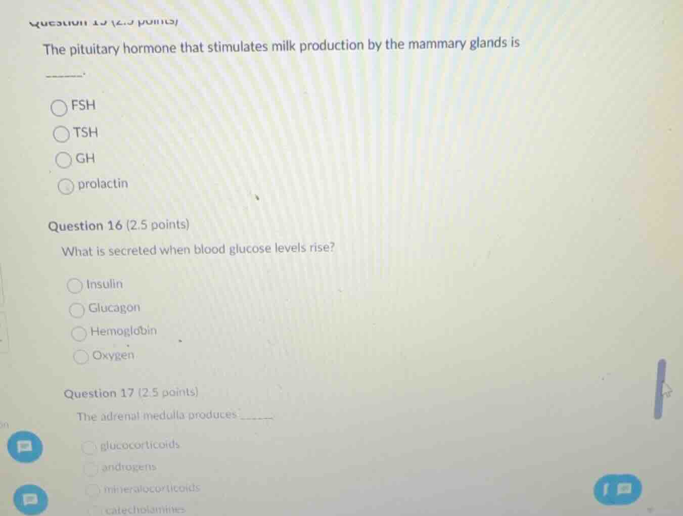question 15 (2.5 points) the pituitary hormone that stimulates milk pro…