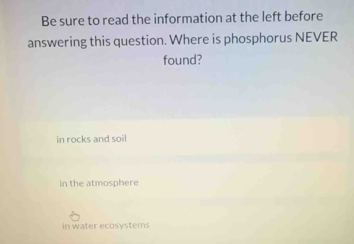 be sure to read the information at the left before answering this quest…