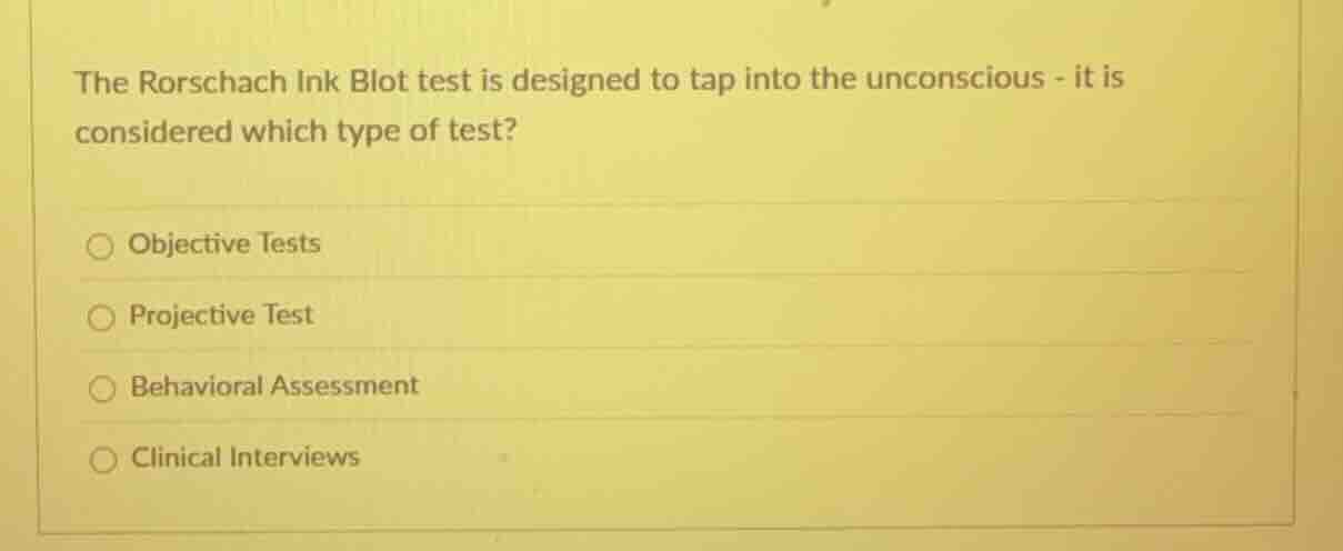 the rorschach ink blot test is designed to tap into the unconscious - i…