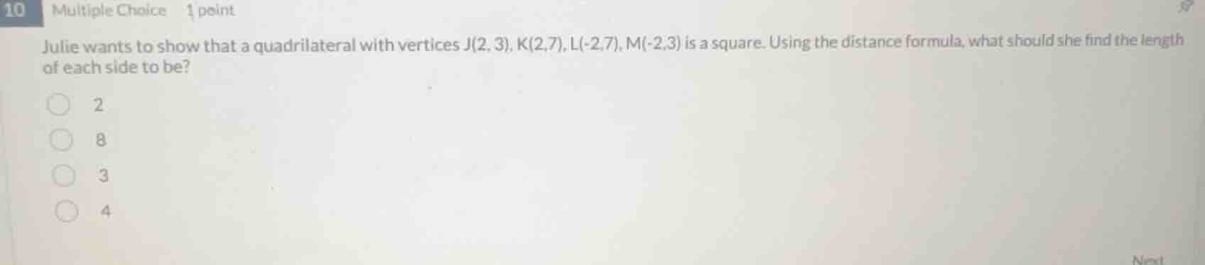 10 multiple choice 1 point julie wants to show that a quadrilateral wit…
