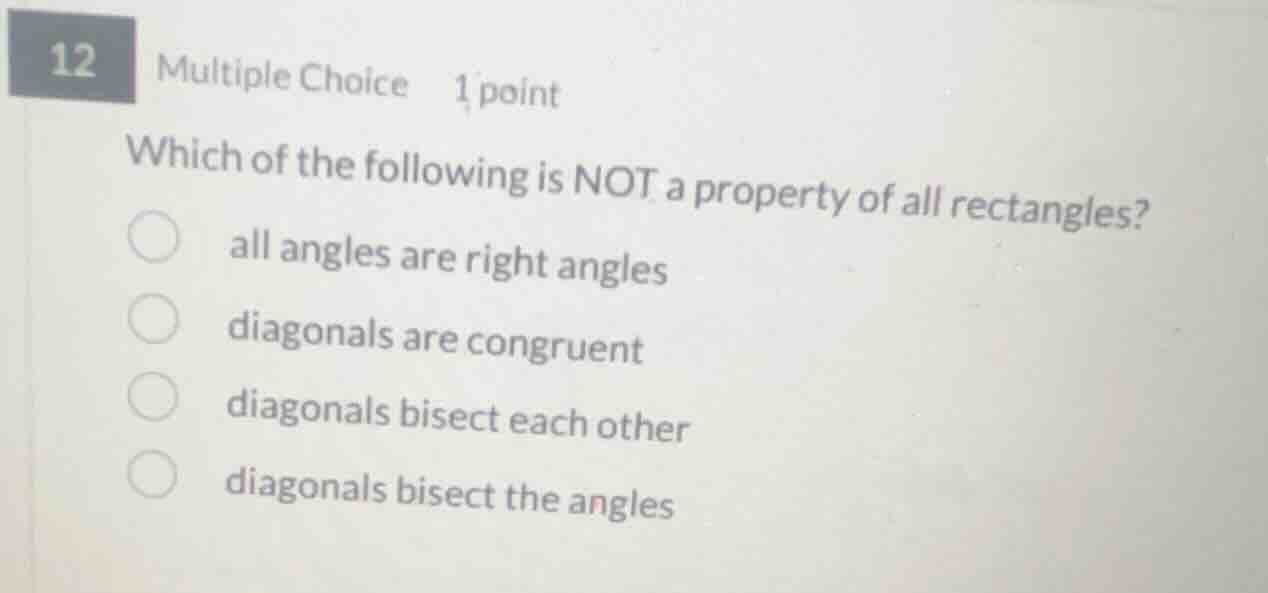 12 multiple choice 1 point which of the following is not a property of …