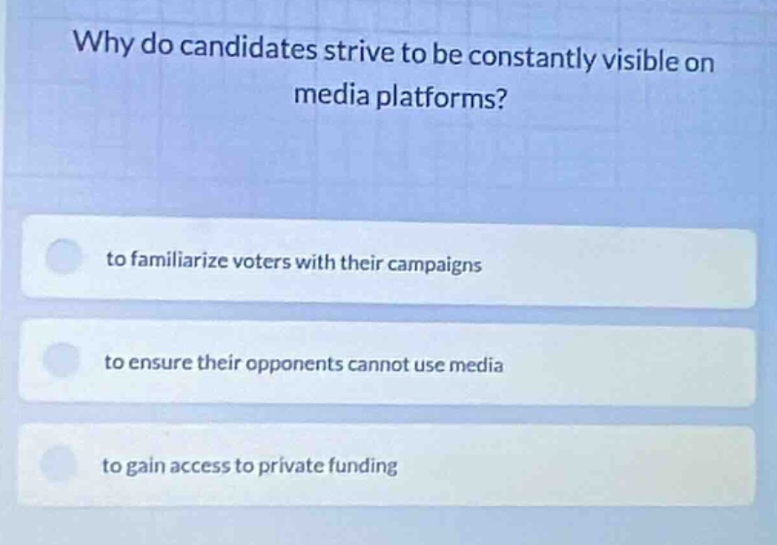 why do candidates strive to be constantly visible on media platforms? t…