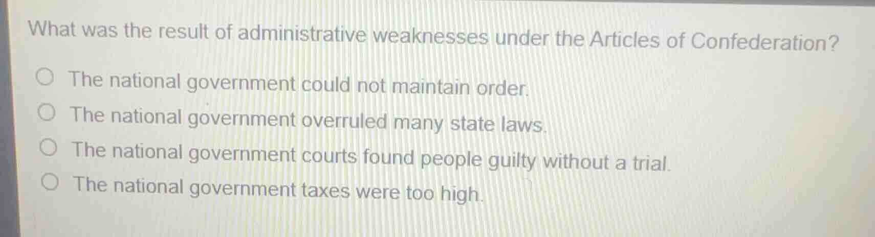 what was the result of administrative weaknesses under the articles of …