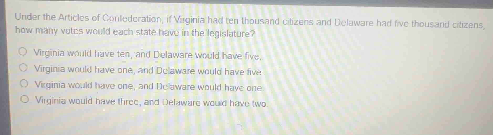 under the articles of confederation, if virginia had ten thousand citiz…