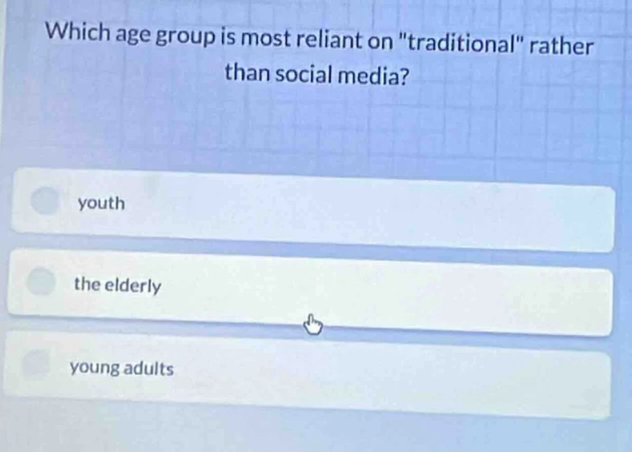which age group is most reliant on \traditional\ rather than social med…