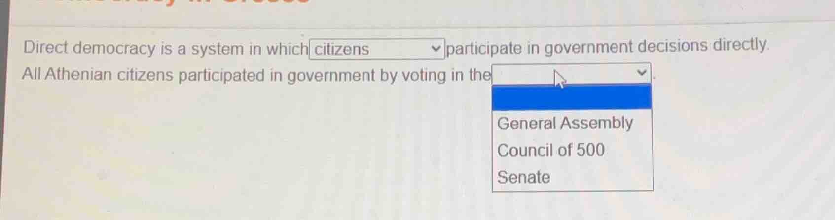 direct democracy is a system in which citizens participate in governmen…