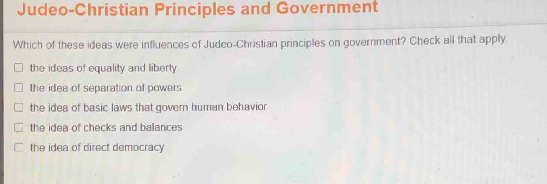 judeo-christian principles and government which of these ideas were inf…
