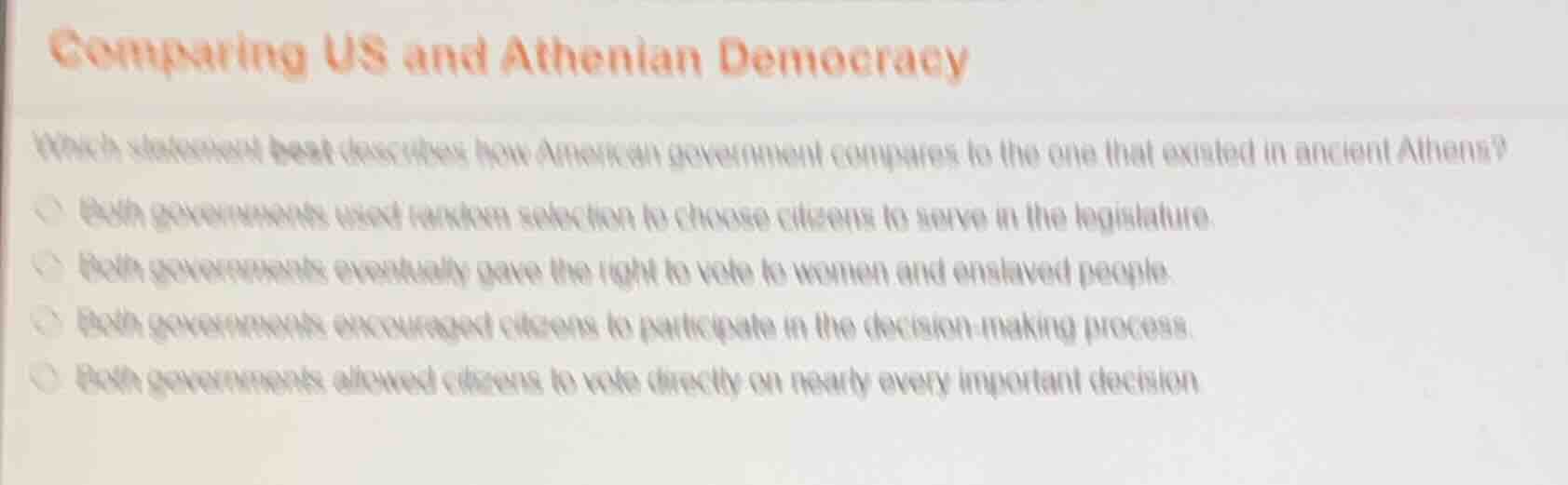 comparing us and athenian democracy which statement best describes how …