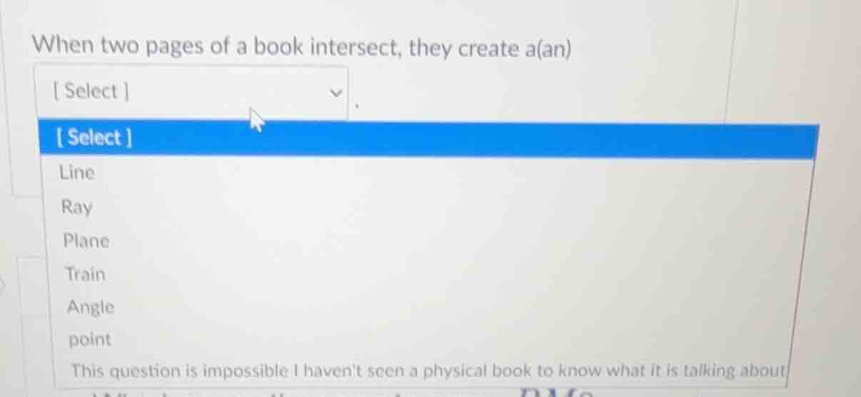 when two pages of a book intersect, they create a(an) select select lin…