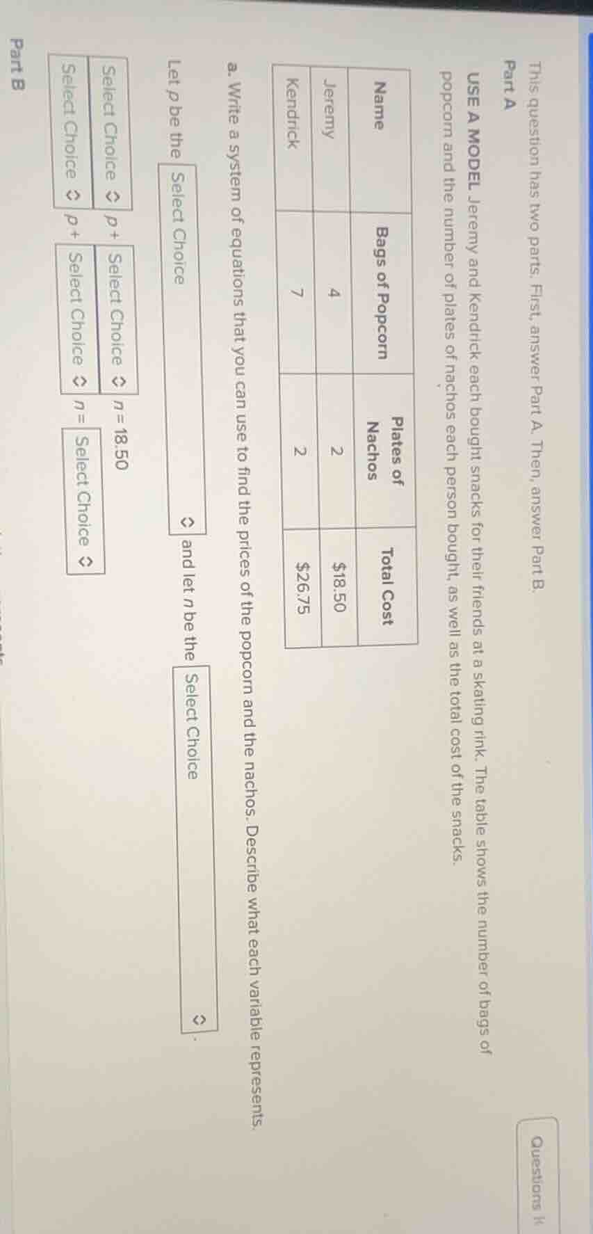 this question has two parts. first, answer part a. then, answer part b.…