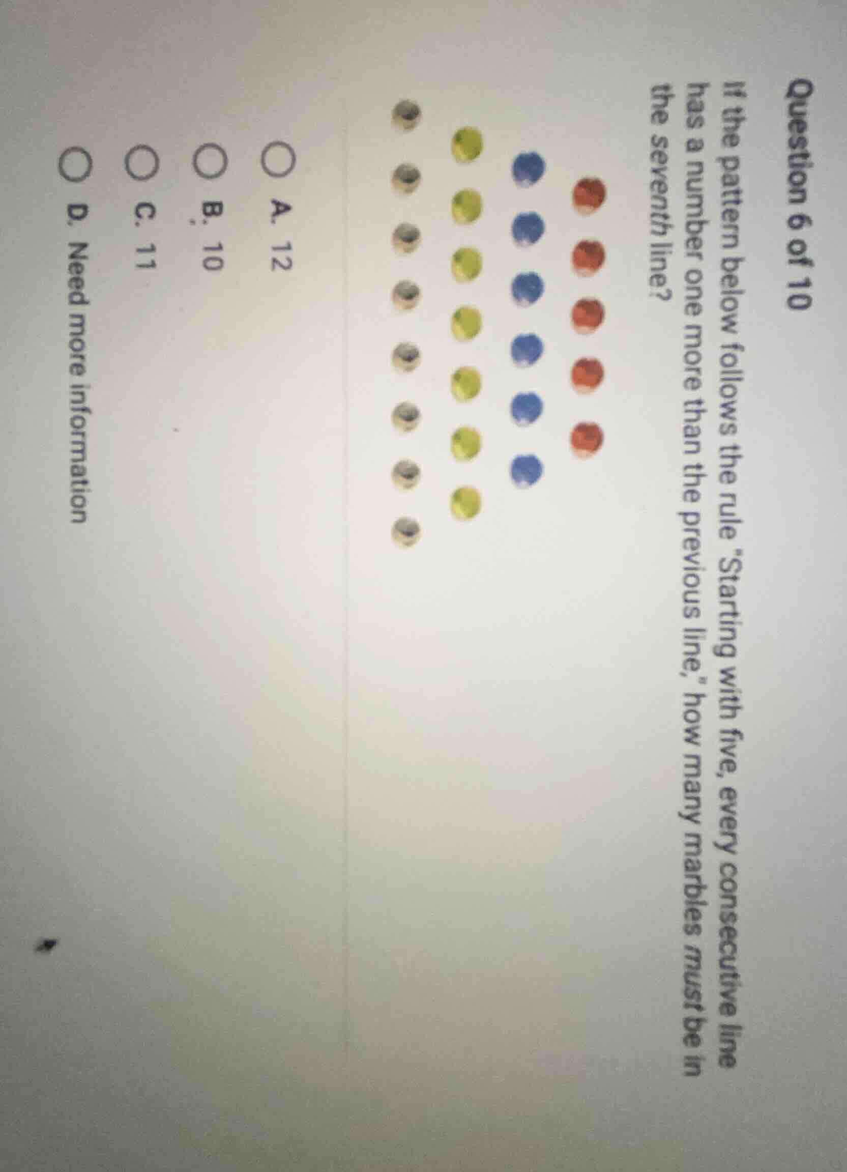 question 6 of 10 if the pattern below follows the rule \starting with f…