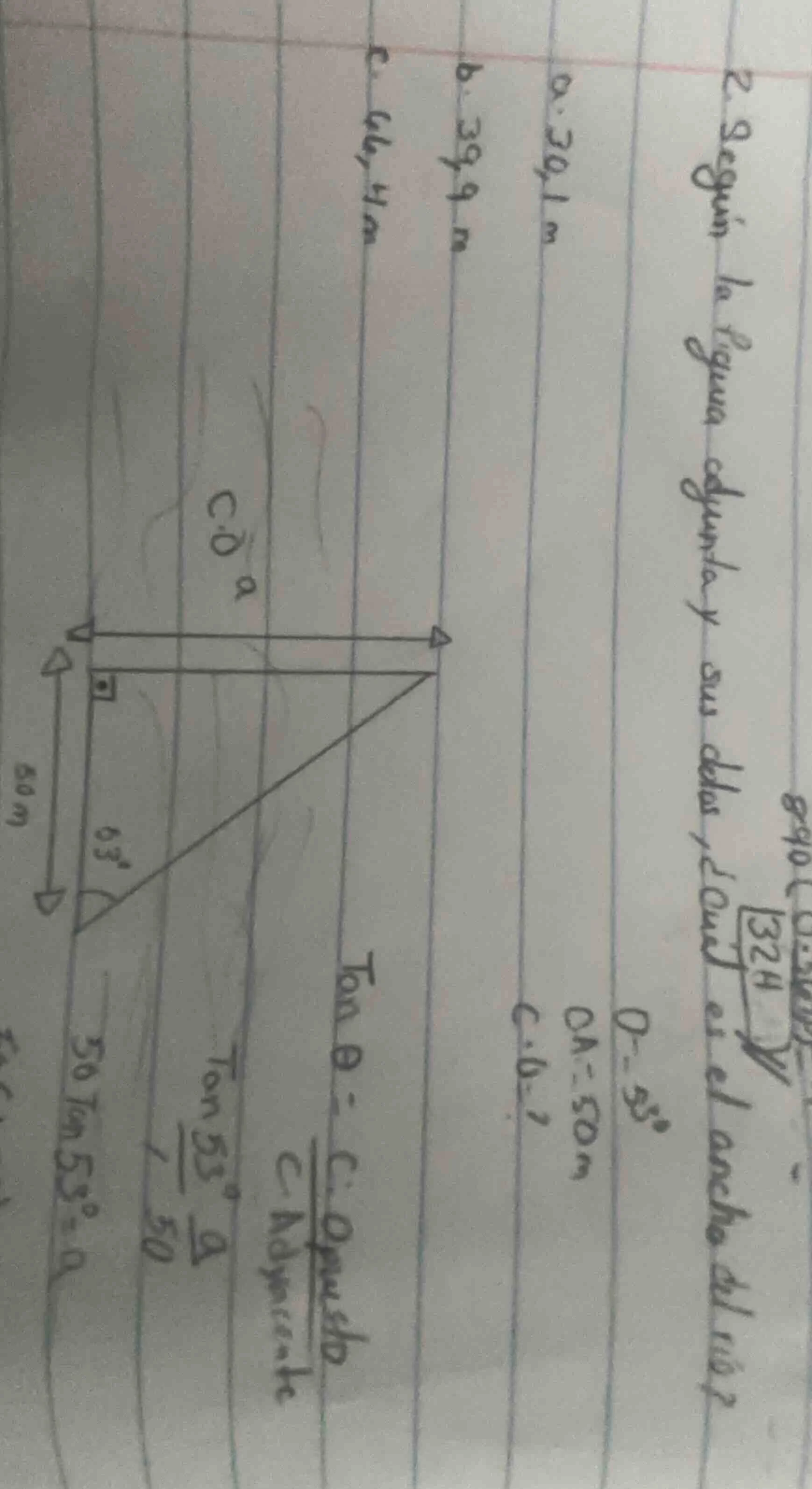 2. según la figura adjunta, ¿cuál es el ancho del río? a. 2961 m b. 399…
