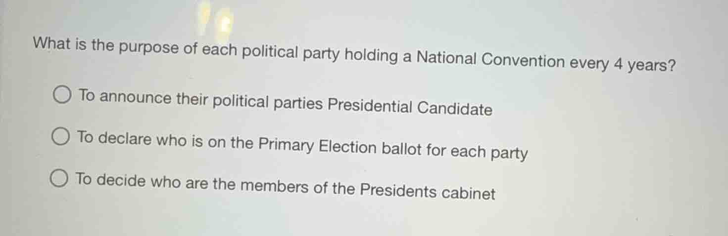 what is the purpose of each political party holding a national conventi…