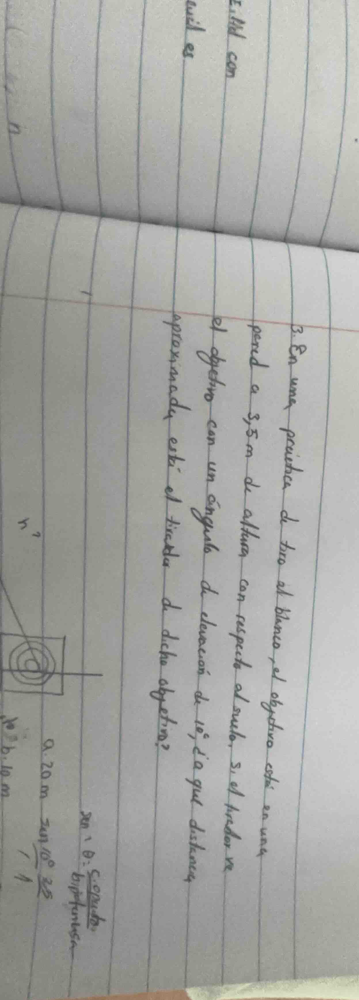 3. en una pradera de tiro al blanco, el objeto está en una percha a 3,5…
