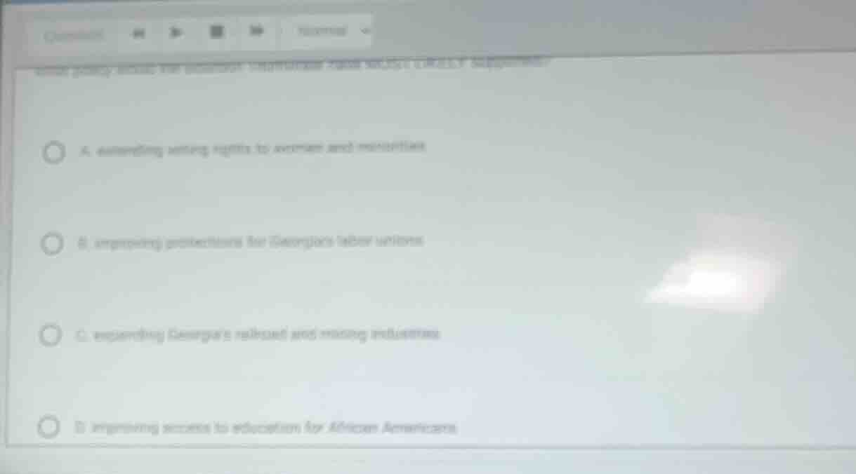 a. extending voting rights to women and minorities b. improving protect…
