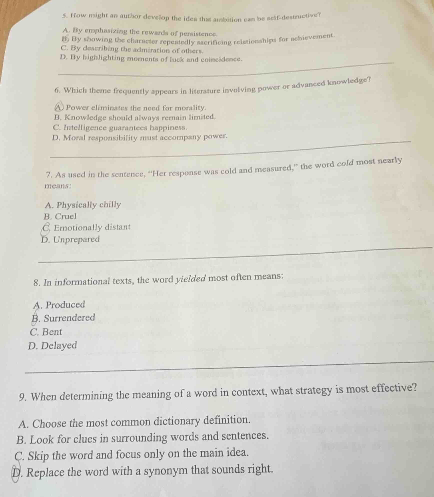 5. how might an author develop the idea that ambition can be self - des…