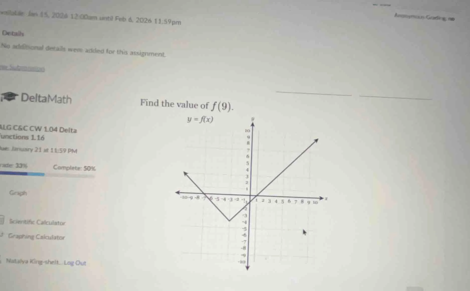 find the value of $f(9)$. $y = f(x)$ (graph of a piece - wise function …