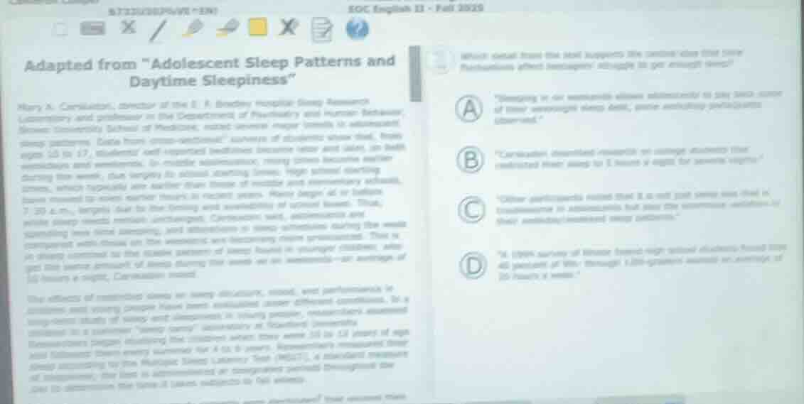 adapted from \adolescent sleep patterns and daytime sleepiness\ mary a.…