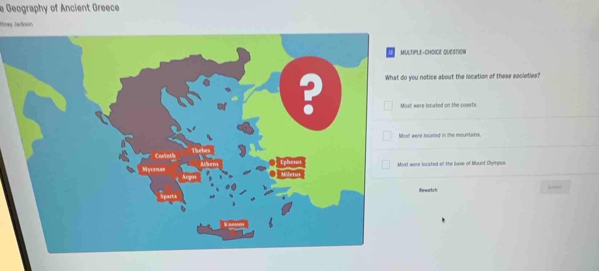 a geography of ancient greece multiple-choice question what do you noti…