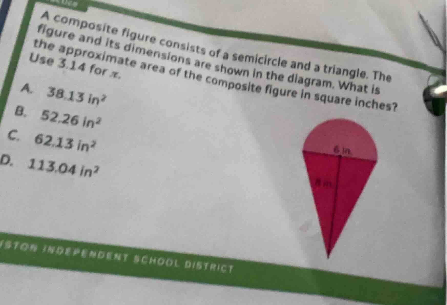 a composite figure consists of a semicircle and a triangle. the figure …