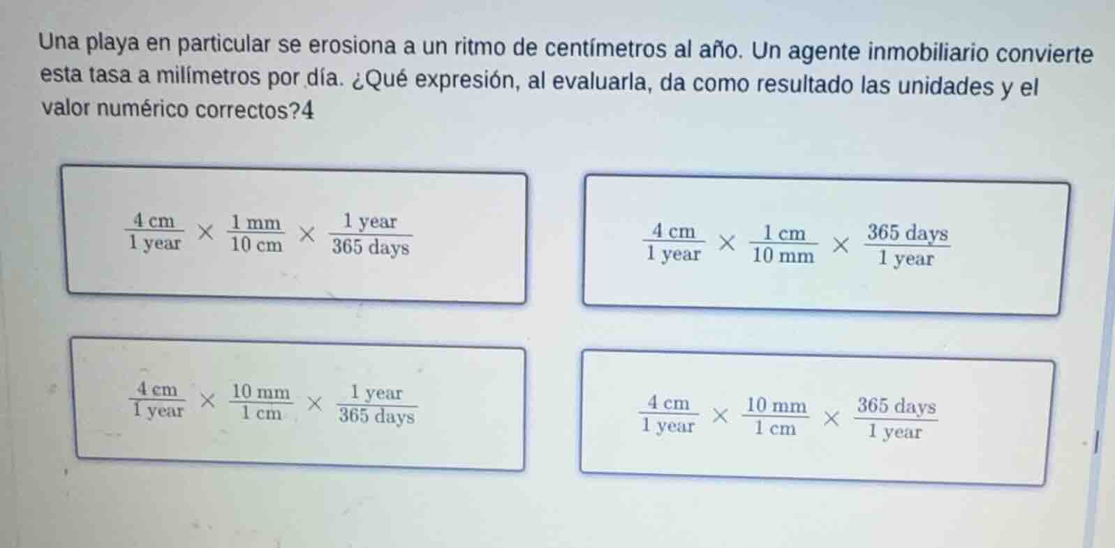 una playa en particular se erosiona a un ritmo de centímetros al año. u…