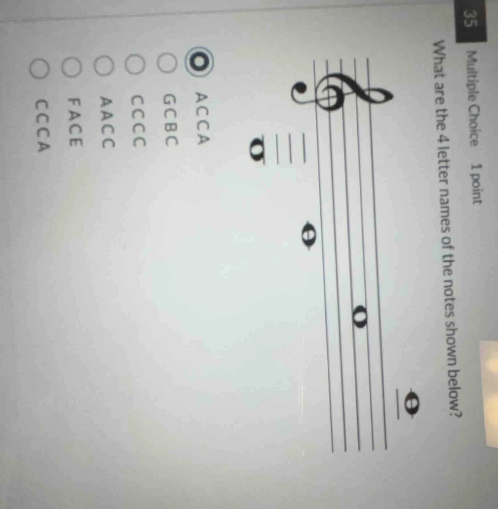 35 multiple choice 1 point what are the 4 letter names of the notes sho…