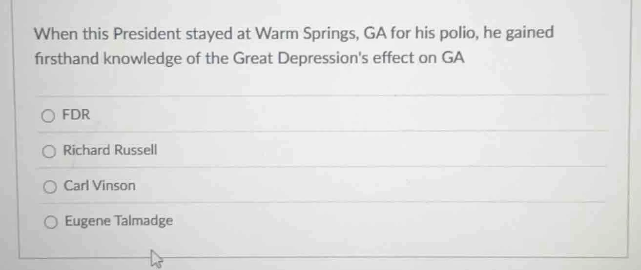 when this president stayed at warm springs, ga for his polio, he gained…